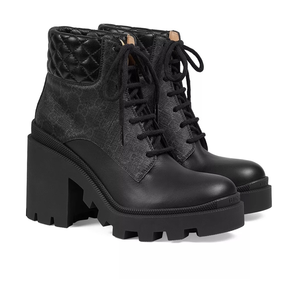 Gucci Women's GG Platform High Block Heel Ankle Boots